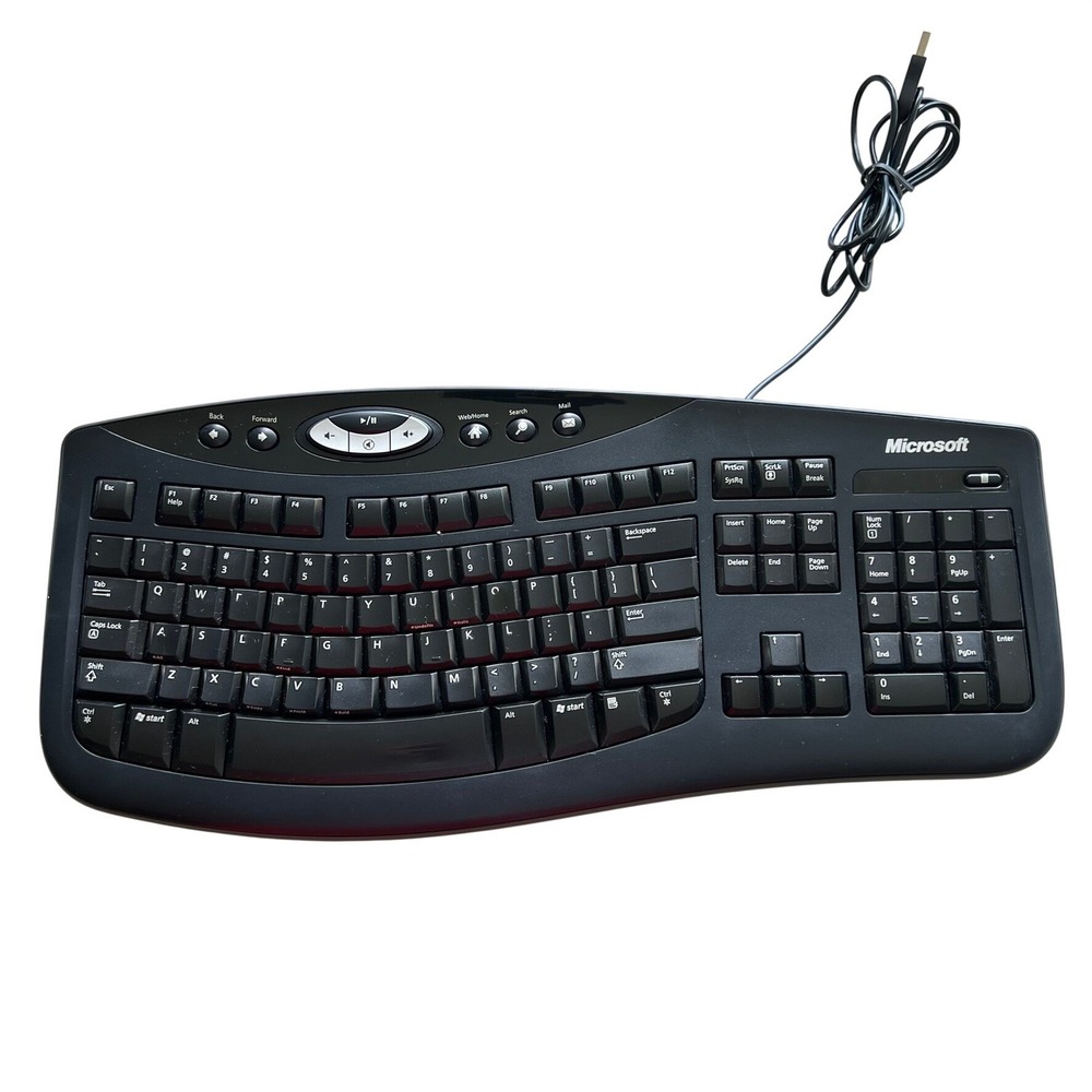 Microsoft Comfort Curve Keyboard 2000 v1.0 Model 1047 Black Wired USB Ergonomic